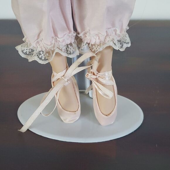 Pretty Vintage 17" Porcelain Doll with Metal Stand - Picture 8 of 13